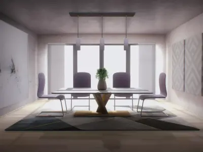 Modern Dining Clean Interior set 3D model