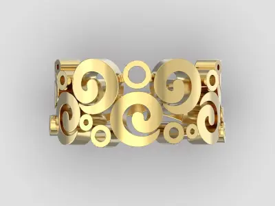 R 152 ring curly ornaments 3D print model