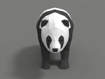 Low Poly Cartoon Panda Low-poly 3D model