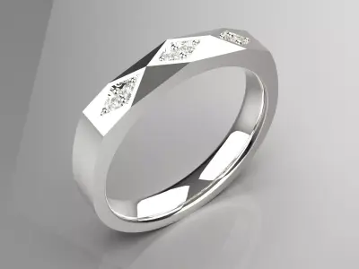 Man White Gold Geometric stl Ring Model mr0243 3D print model