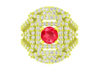 Luxury Multi Layer Halo Ring with Round Center Stone 5094 3D print model