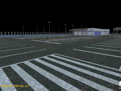 PSX Edition - Modular Parking Lot Low-poly 3D model