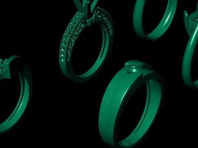 7 women gold rings 3D print model