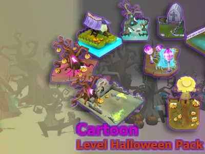 Cartoon Level Halloween Pack Low-poly 3D model