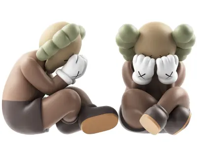 kaws companion and separated vinyl figure brown collection 3D model
