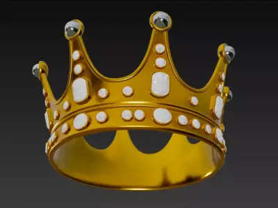 Golden Crown with Emerald Gems 3D model