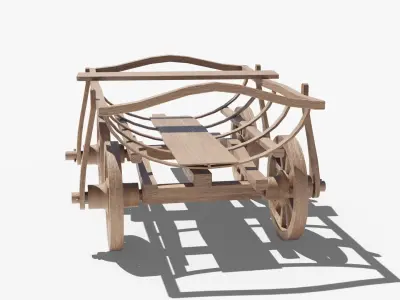 Ukrainian Wooden Cart Low-poly 3D model