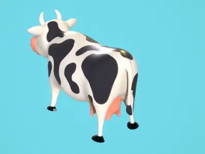 Stylized Animated Cow  Low-poly 3D model