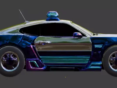 Futuristic Stylized Police Car Low-poly 3D model