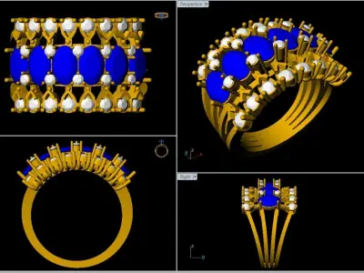 Luxury Sapphire and Diamond Cocktail Ring   3D CAD Jewelry Model 3D print model