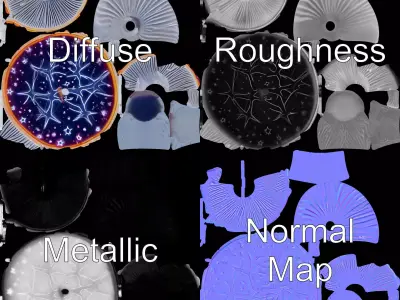 Galactic Mushroom model pack Low-poly 3D model