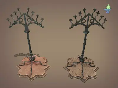 Gothic Candelabra Low-poly 3D model