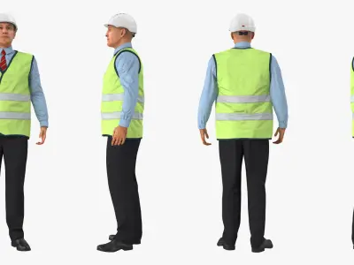 Construction Architect in Yellow Safety Jacket Rigged for Maya 3D model