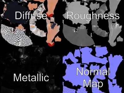 Polka Dot Dress Girl D Character Model with Animated Expressions Low-poly 3D model