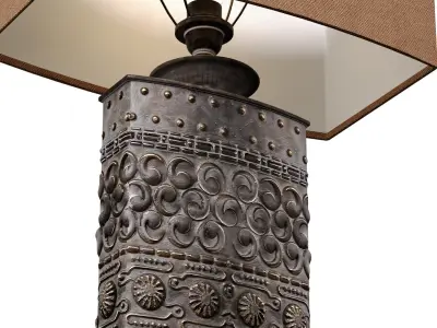 Oriental Tall Bronze Metal Nightstand bedside Table Lamp 3D model