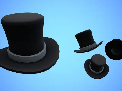 TOP HAT CARTOON STYLIZED Low-poly 3D model