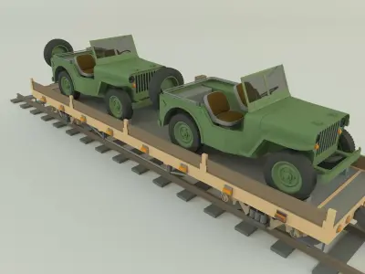 train wagon willys jeep 3D model