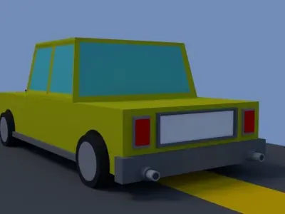 passenger yellow car low poly Free low-poly 3D model
