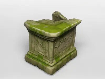 Ancient Moss-Covered Stone Ruin Fragment 3D model