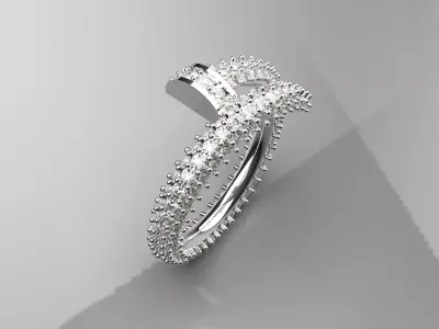 Luxury nail design ring with diamond model rr0021 3D print model
