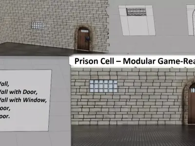 Prison Cell Modular GameReady Environment Low-poly 3D model