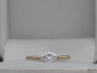 Marquise Cut Diamond Engagement Ring - 3D Printable Model 3D print model