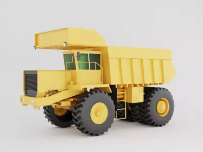 Mining large truck of yellow color on white background Low-poly 3D model