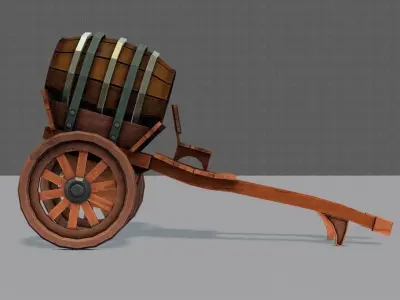 Medieval CartV02 Low-poly 3D model