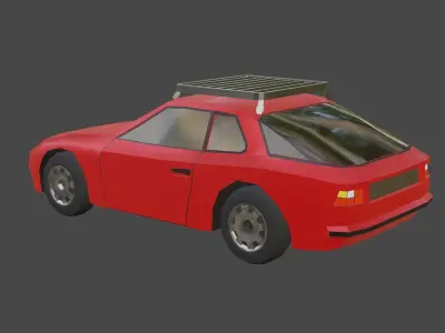 Porsche 924 low poly car Low-poly 3D model