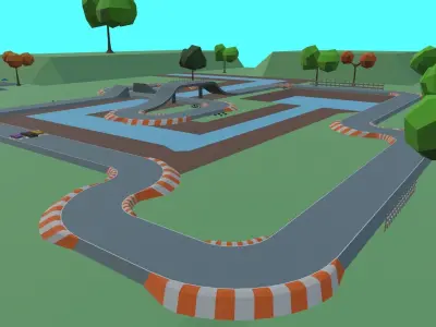 Race Track Cartoon Low-poly 3D model