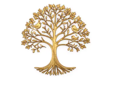 decor set wall panel wall tree relief mural CNC 48 3D model