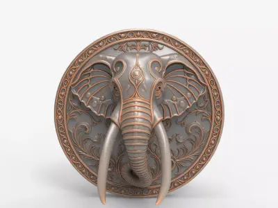 Elephant Head Ornate Relief Model for CNC Router 3D Printing 3D print model