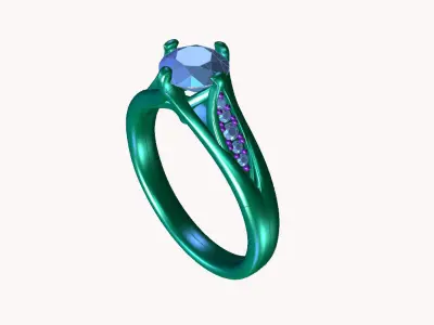 cr-01 diamond engagement ring gold 3D print model