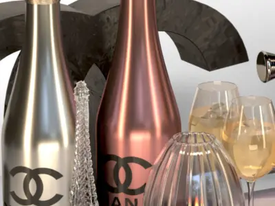 Fashion alcoholic set 3D model