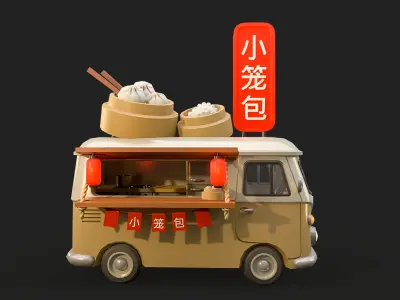 Food Trucks  Asian Edition Low-poly 3D model