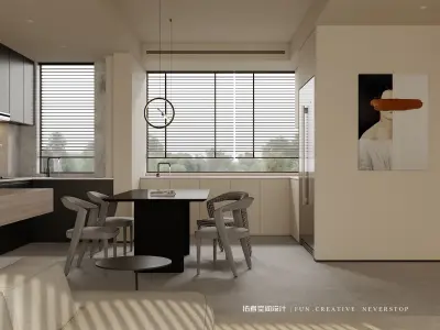 Modern Elegance - 3D Living  Dining and Bedroom Spaces 3D model