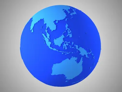 Solid Color Blue Globe 3D model