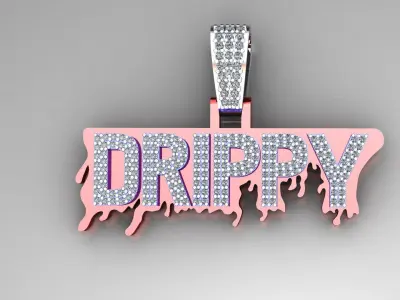 Drippy pendant 3D model diamonds 3D print model