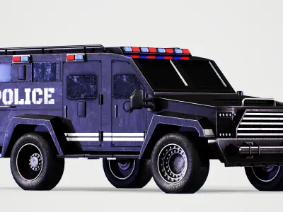 Police Truck Low-poly 3D model