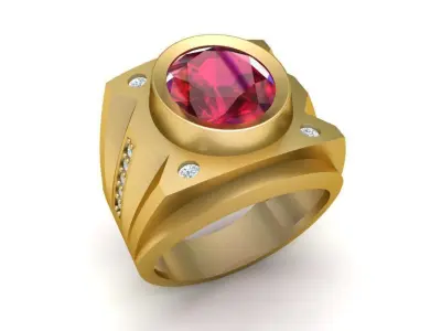 Ruby Gemstone Men Ring 3D Model  2022 3D print model