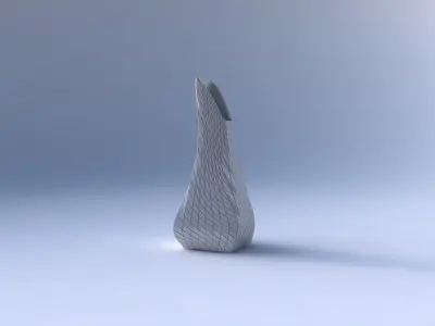Vase top bent rectangle 2 with twisted diagonal grid plates 3D print model