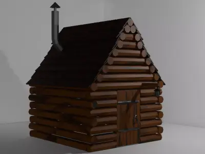 Wooden Cabin Free low-poly 3D model