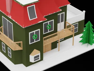 Christmas Putz House Low-poly 3D model