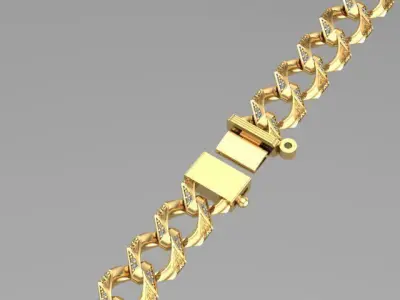 cuban chain necklace gold silver 3D model