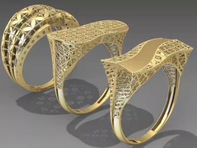 Architectural Filigree Ring Collection  STL Files 3D print model