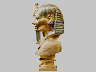 Ancient Egyptian Pharaoh Tutankhamun Head 3D Model Low-poly 3D model