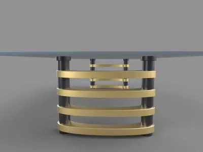 table dining with brass legs and glass top Low-poly 3D model