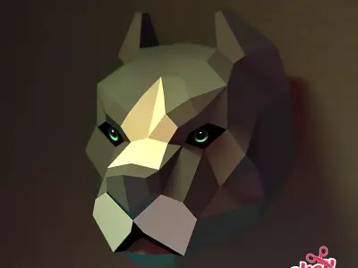 Pitbull Head Low-poly 3D model