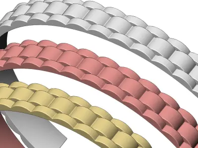 Watch link pattern cuff bracelet 3D print model