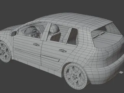 Generic Hatchback Car With Interior Lowpoly 3D Model Low-poly 3D model